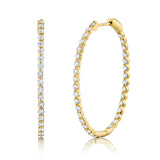 14K White Gold Diamond Inside Out Oval Hoop Earrings-EARRINGS-Maurice's Jewelers-Yellow Gold-