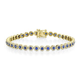 14K Yellow Gold Diamond Halo + Blue Sapphire Bracelet