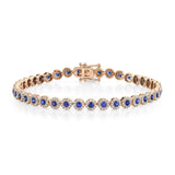 14K Yellow Gold Diamond Halo + Blue Sapphire Bracelet-Bracelets-Maurice's Jewelers-ROSE GOLD-