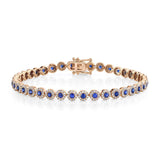 14K Rose Gold Diamond Halo + Blue Sapphire Bracelet