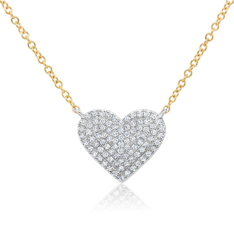 14K White & Yellow Gold Diamond Heart Necklace