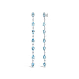 14K Yellow Gold Diamond + Blue Topaz Earrings