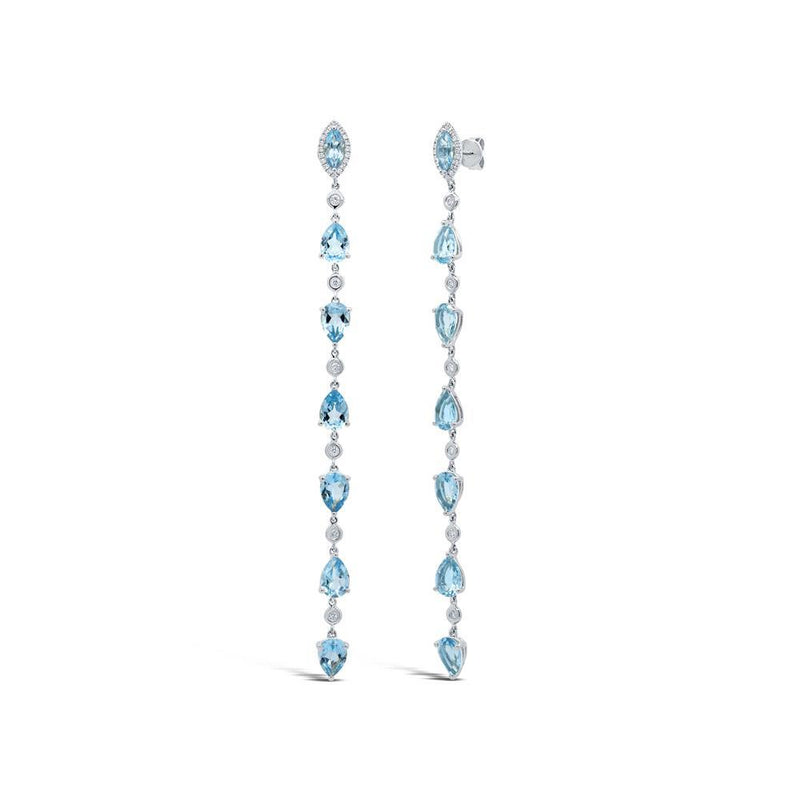 14K Yellow Gold Diamond + Blue Topaz Earrings-EARRINGS-Maurice's Jewelers-WHITE GOLD-