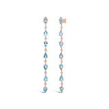 14K Rose Gold Diamond + Blue Topaz Earrings