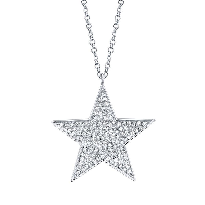 14K Yellow Gold Diamond Large Pave Star-Necklaces-Maurice's Jewelers-WHITE GOLD-
