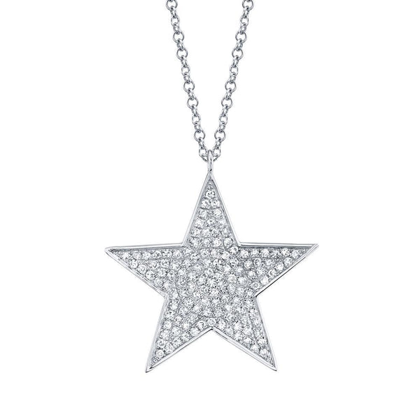 14K White Gold Diamond Large Pave Star-Necklaces-Maurice's Jewelers-WHITE GOLD-