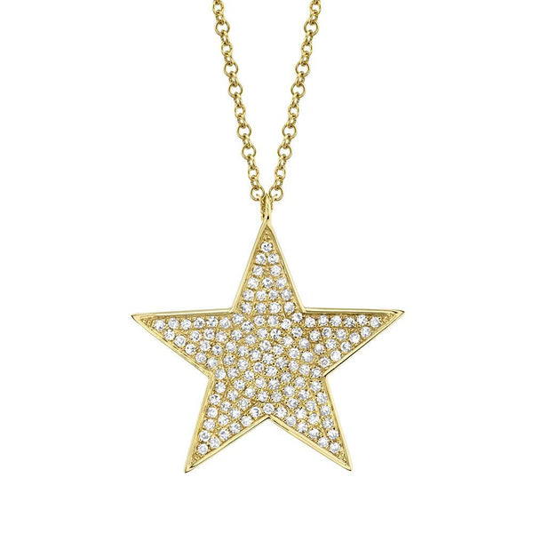 14K Rose Gold Diamond Large Pave Star-Necklaces-Maurice's Jewelers-YELLOW GOLD-