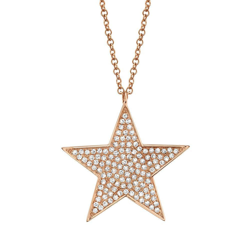 14K Yellow Gold Diamond Large Pave Star-Necklaces-Maurice's Jewelers-ROSE GOLD-