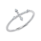 14K Yellow Gold Diamond Cross Ring-Rings-Maurice's Jewelers-White Gold-