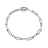 14K Yellow Diamond Paper Clip Link Bracelet-Bracelets-Maurice's Jewelers-WHITE GOLD-