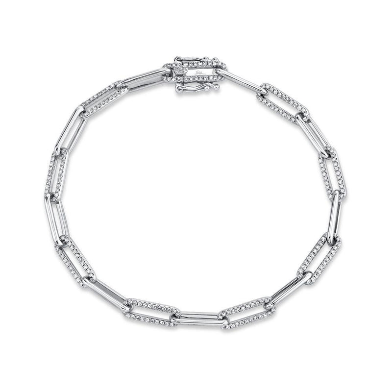 14K Yellow Diamond Paper Clip Link Bracelet-Bracelets-Maurice's Jewelers-WHITE GOLD-