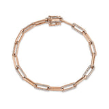 14K Yellow Diamond Paper Clip Link Bracelet-Bracelets-Maurice's Jewelers-ROSE GOLD-