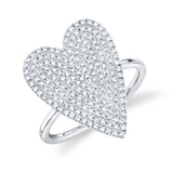 14K White Gold Diamond Pave Heart Ring