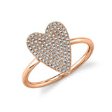 14K Rose Gold Diamond Pave Medium Heart Ring
