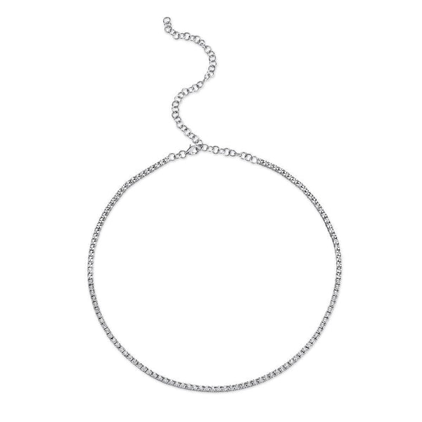 14K White Gold 0.95ct Diamond Tennis Adjustable Necklace