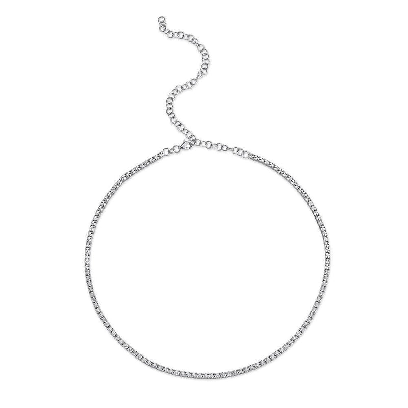 14K White Gold 0.95ct Diamond Tennis Adjustable Necklace-Necklaces-Maurice's Jewelers-