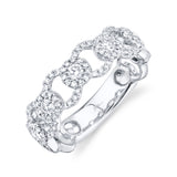 14K White Gold Diamond Halo Link Ring