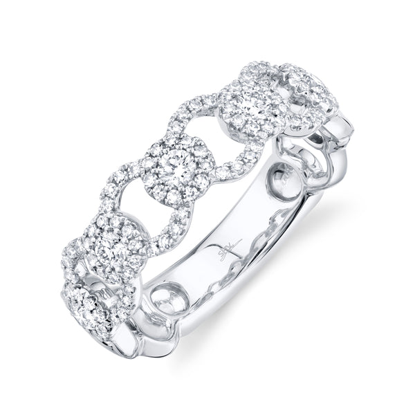 14K White Gold Diamond Halo Link Ring