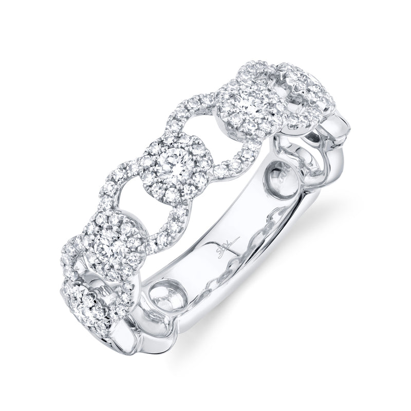 14K Yellow Gold Diamond Halo Link Ring-Rings-Maurice's Jewelers-WHITE GOLD-