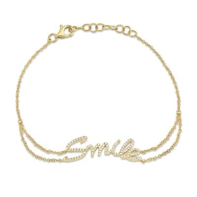 14K Yellow Gold Diamond "SMILE" Bracelet