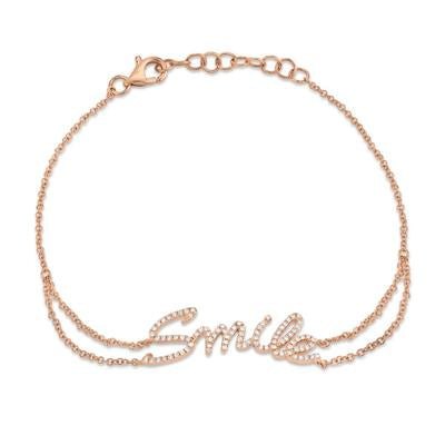 14K Rose Gold Diamond "SMILE" Bracelet