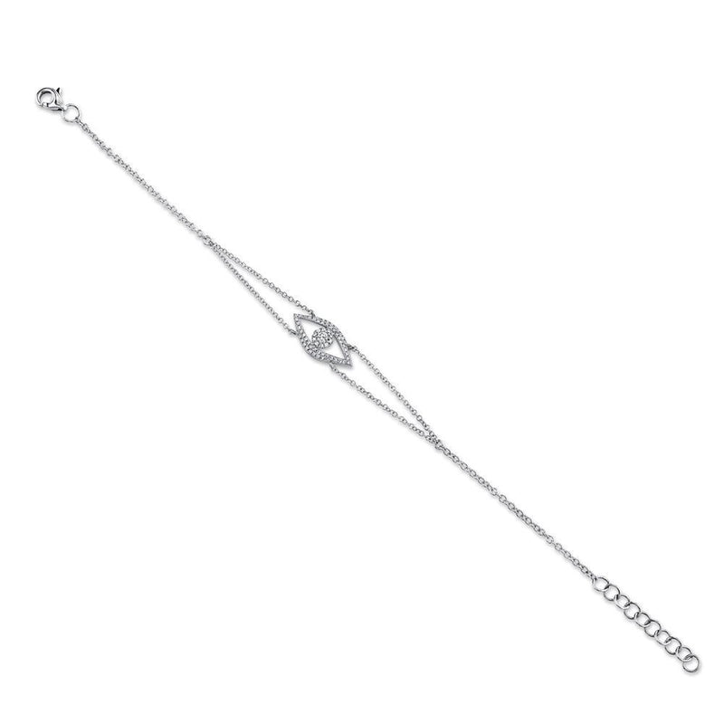 14K White Gold Diamond Evil Eye Bracelet-Bracelets-Maurice's Jewelers-WHITE GOLD-