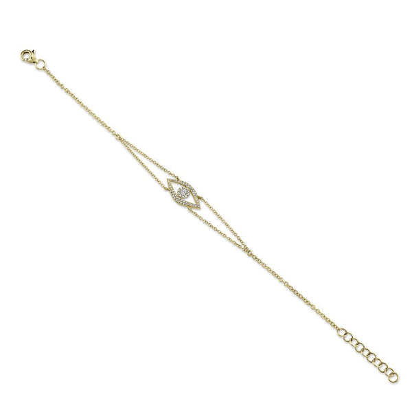 14K Yellow Gold Diamond Evil Eye Bracelet