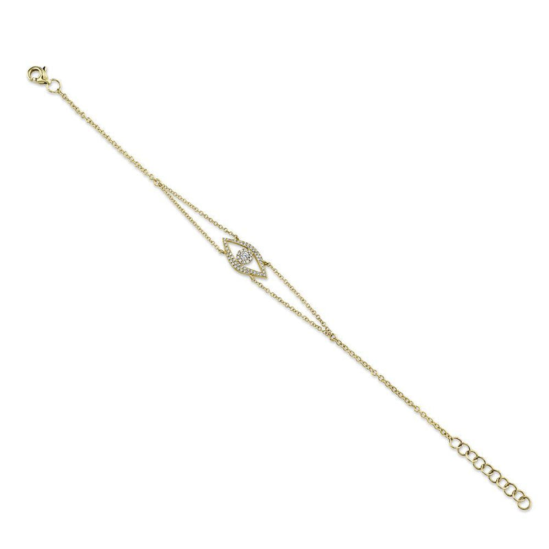14K Rose Gold Diamond Evil Eye Bracelet-Bracelets-Maurice's Jewelers-YELLOW GOLD-