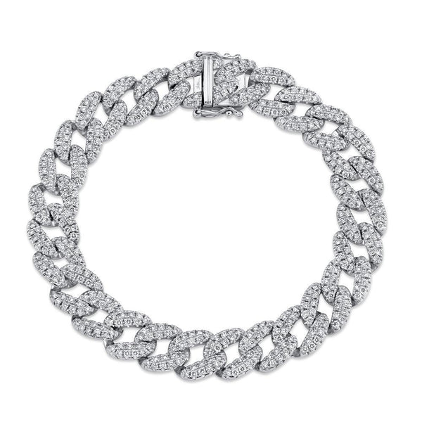 14K White Gold Diamond Pave Link Bracelet-Bracelets-Maurice's Jewelers-White Gold-