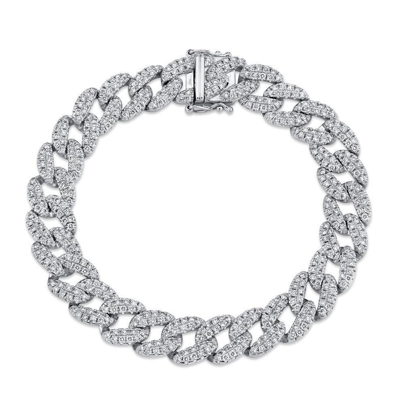 14K White Gold Diamond Pave Link Bracelet