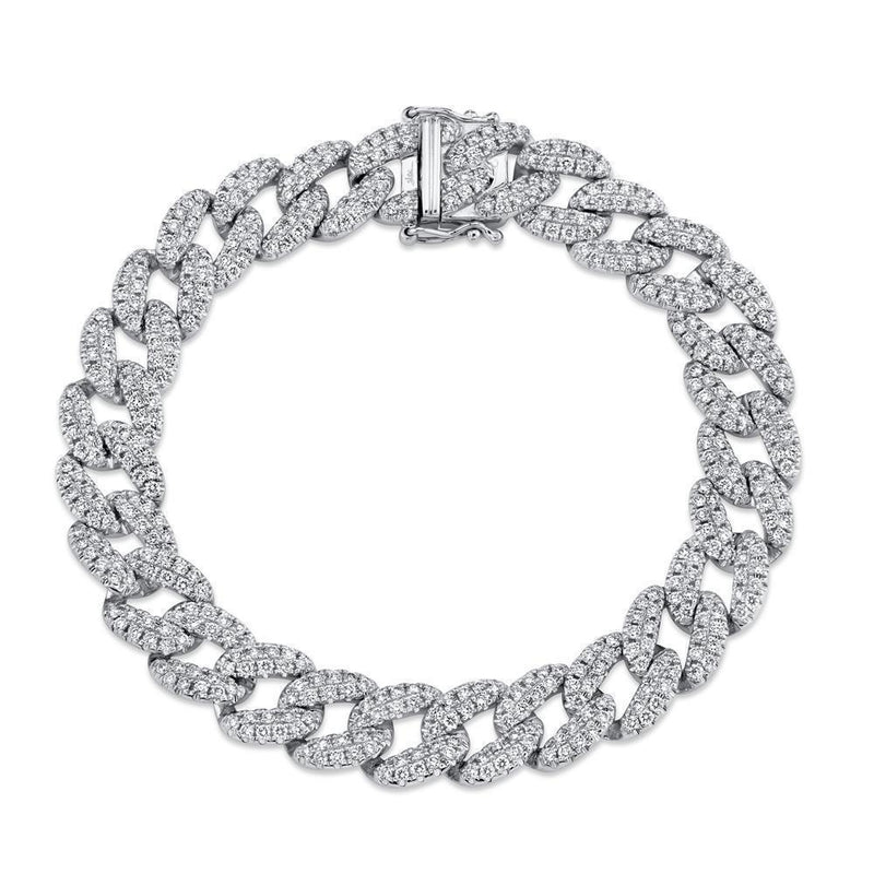 14K Yellow Gold Diamond Pave Link Bracelet-Bracelets-Maurice's Jewelers-White Gold-