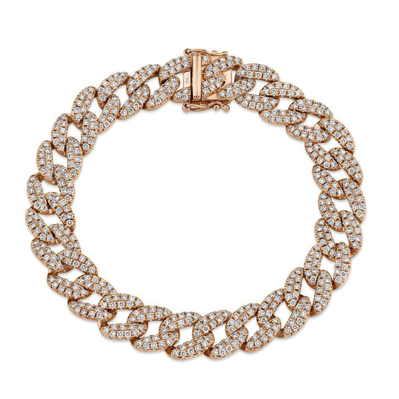 14K Rose Gold Diamond Pave Link Bracelet