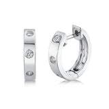 14K Rose Gold Diamond Huggie Earrings