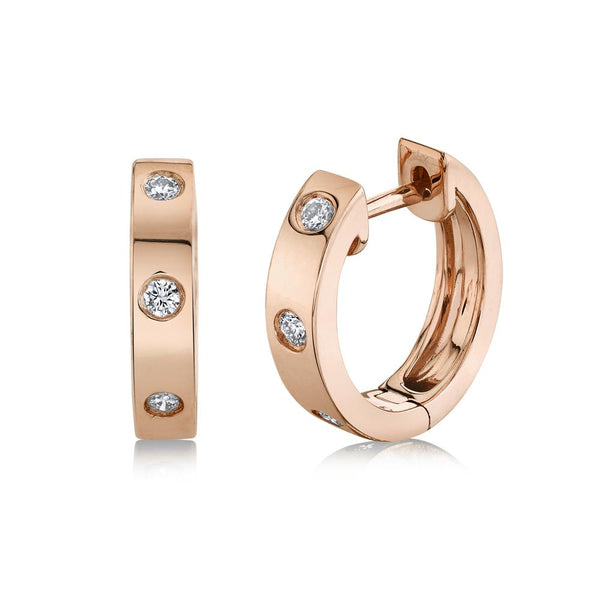 14K Rose Gold Diamond Mini Huggie Earring-Earrings-Maurice's Jewelers-ROSE GOLD-