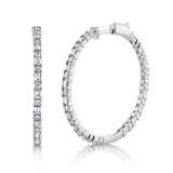 14K White Gold Diamond Hoop Earrings-EARRINGS-Maurice's Jewelers-WHITE GOLD-