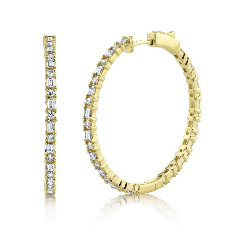 14K White Gold Diamond Hoop Earrings-EARRINGS-Maurice's Jewelers-YELLOW GOLD-