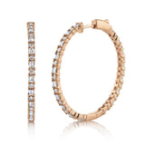 14K White Gold Diamond Hoop Earrings-EARRINGS-Maurice's Jewelers-ROSE GOLD-