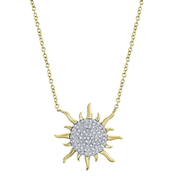 14K Yellow Gold Diamond Sun Necklace-Necklaces-Maurice's Jewelers-TWO TONE YELLOW-