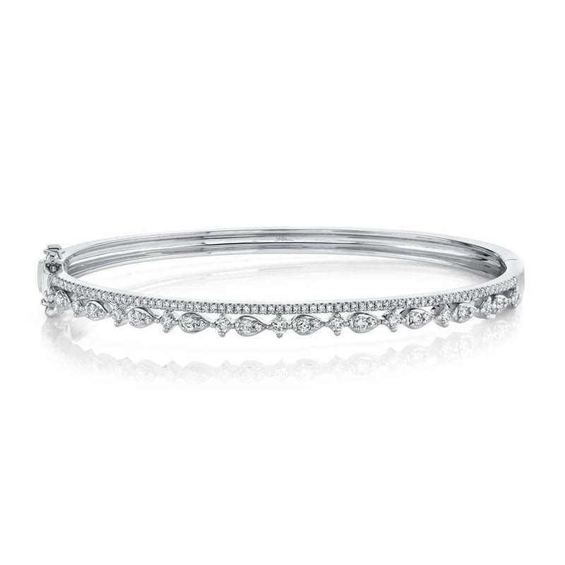 14K Yellow Gold Diamond Double Row Bangle-Bracelets-Maurice's Jewelers-WHITE GOLD-