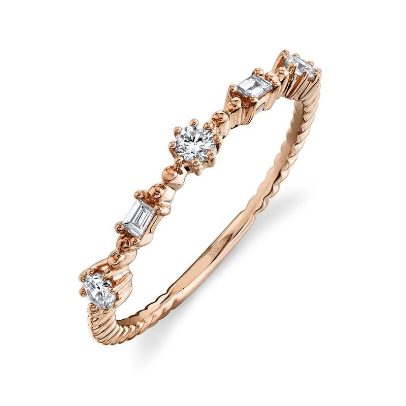 14K Rose Gold Diamond Beaded Band-Rings-Maurice's Jewelers-ROSE GOLD-