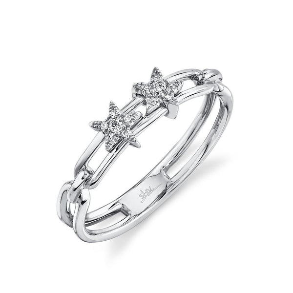 14K White Gold Diamond Star Slider Ring