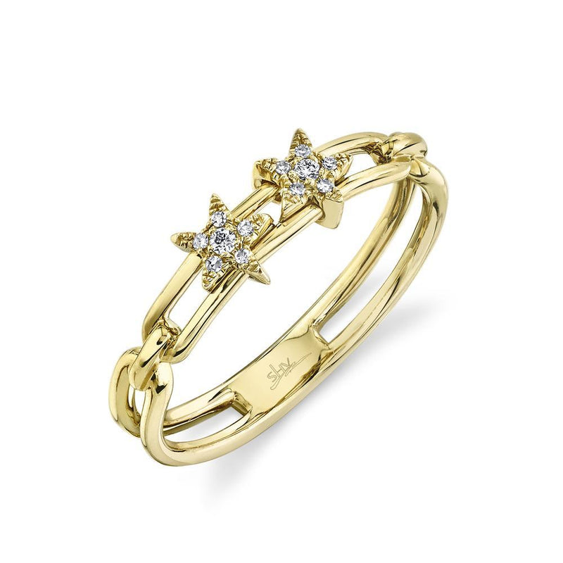 14K Yellow Gold Diamond Star Slider Ring