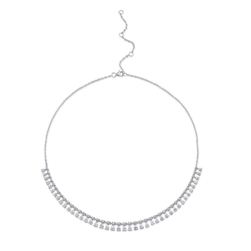 14K White Gold Diamond Pear Drop Necklace