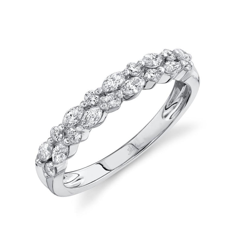 14K White Gold Marquise Diamond Double Row Band-Rings-Maurice's Jewelers-WHITE GOLD-
