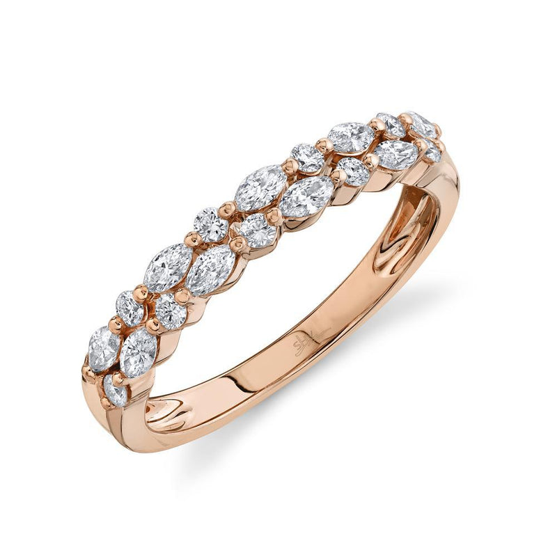 14K Rose Gold Marquise Diamond Double Row Band