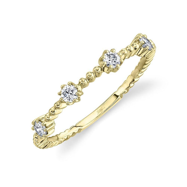 14K Yellow Gold Diamond Beaded Band