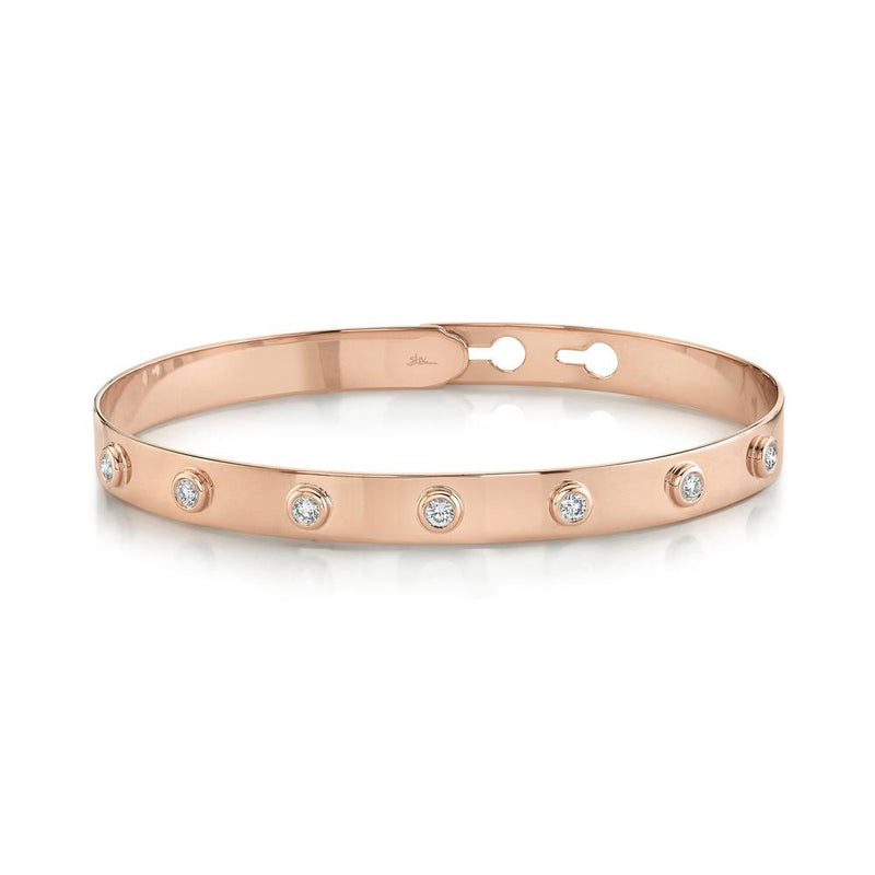 14K White Gold Diamond Bezel Latch Bangle-Bracelets-Maurice's Jewelers-