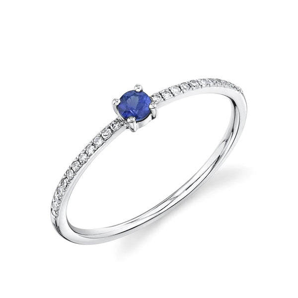 14K White Gold Diamond and Sapphire Ring