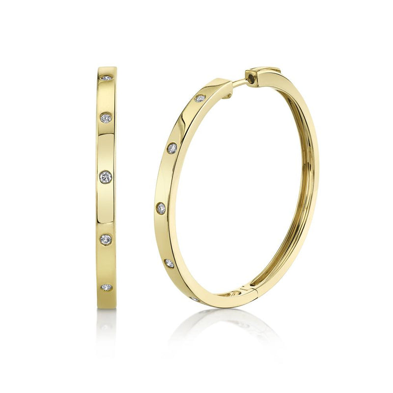 14K Yellow Gold Diamond Hoop Earrings-EARRINGS-Maurice's Jewelers-YELLOW GOLD-