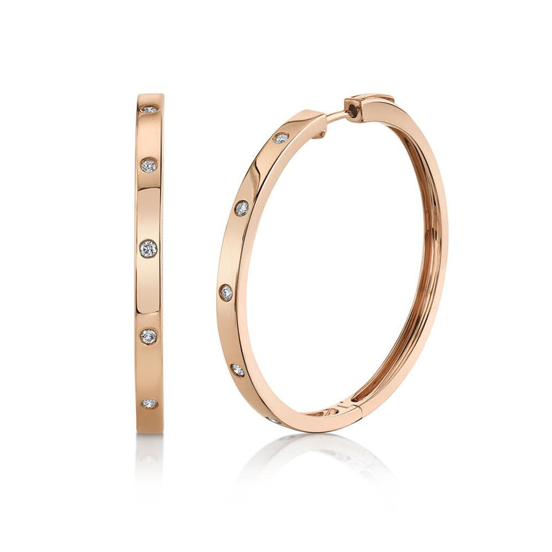 14K Yellow Gold Diamond Hoop Earrings-EARRINGS-Maurice's Jewelers-ROSE GOLD-